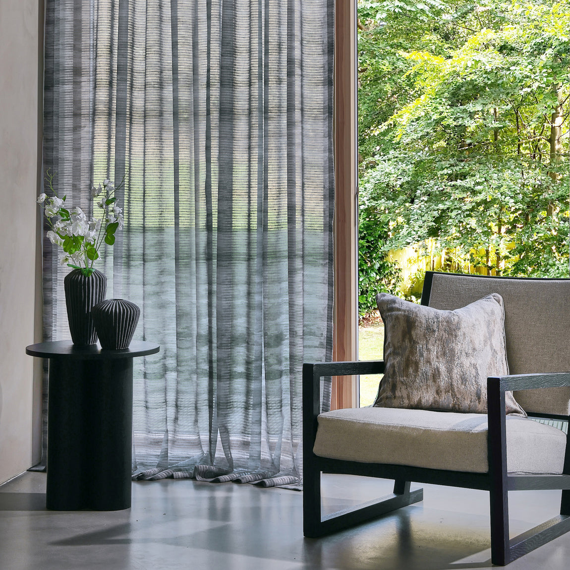 Prestigious Textiles Kaci Voile Fabric Charcoal