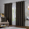 Paoletti Jupiter Chenille Jacquard Ready Made Eyelet Blockout Curtains Black Gold