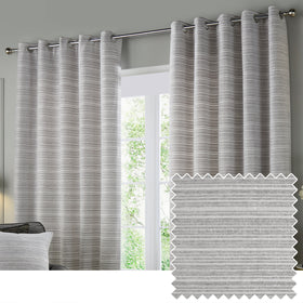 Paoletti Jupiter Chenille Jacquard Ready Made Eyelet Blockout Curtains Silver