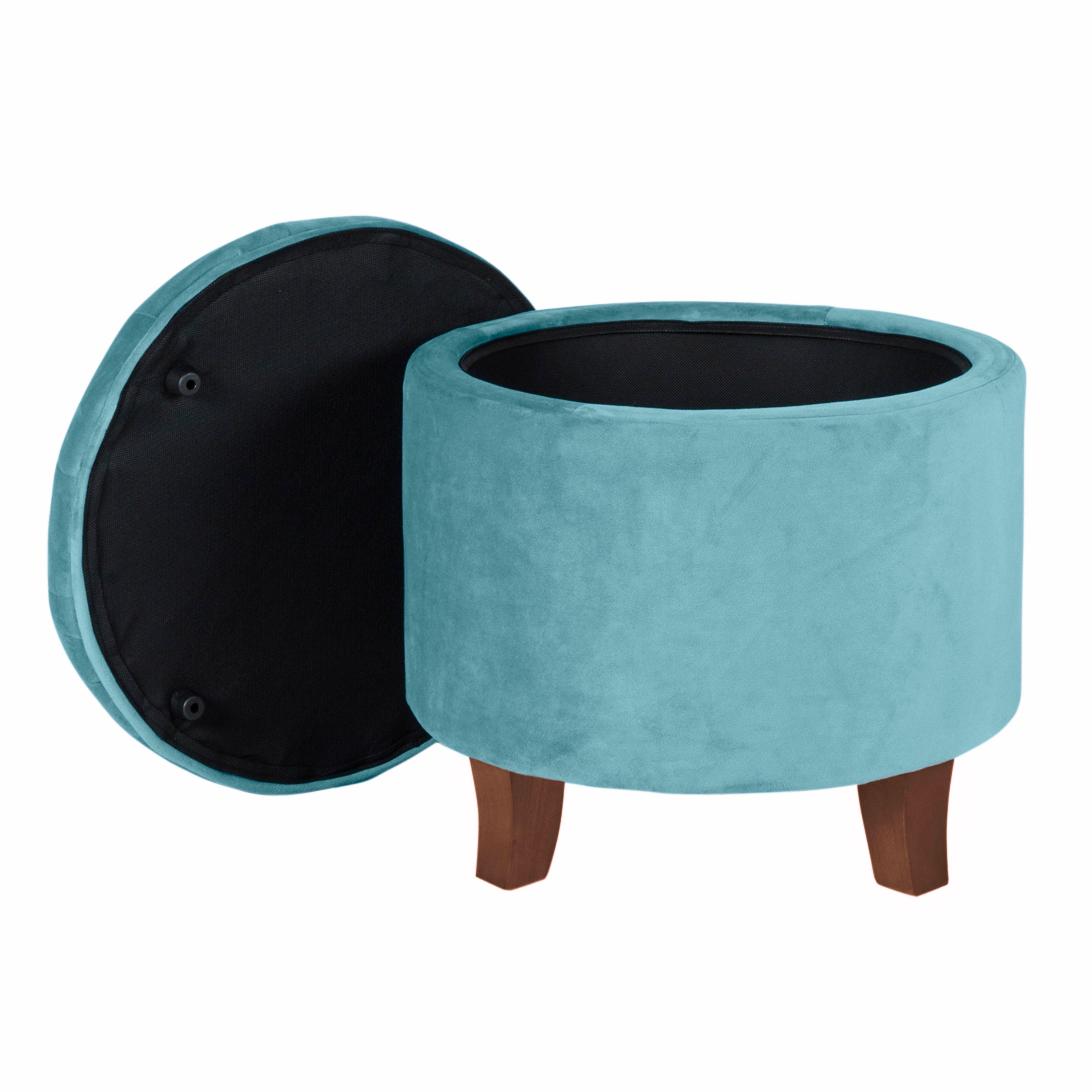 Cambridge Velvet Small Ottoman Footstool Teal Cheap UK Shipping