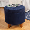 Cambridge Velvet Small Ottoman Footstool Ink Navy
