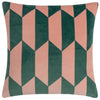 Furn. Kalho Velvet Jacquard 45cm x 45cm Filled Cushion Pink Green