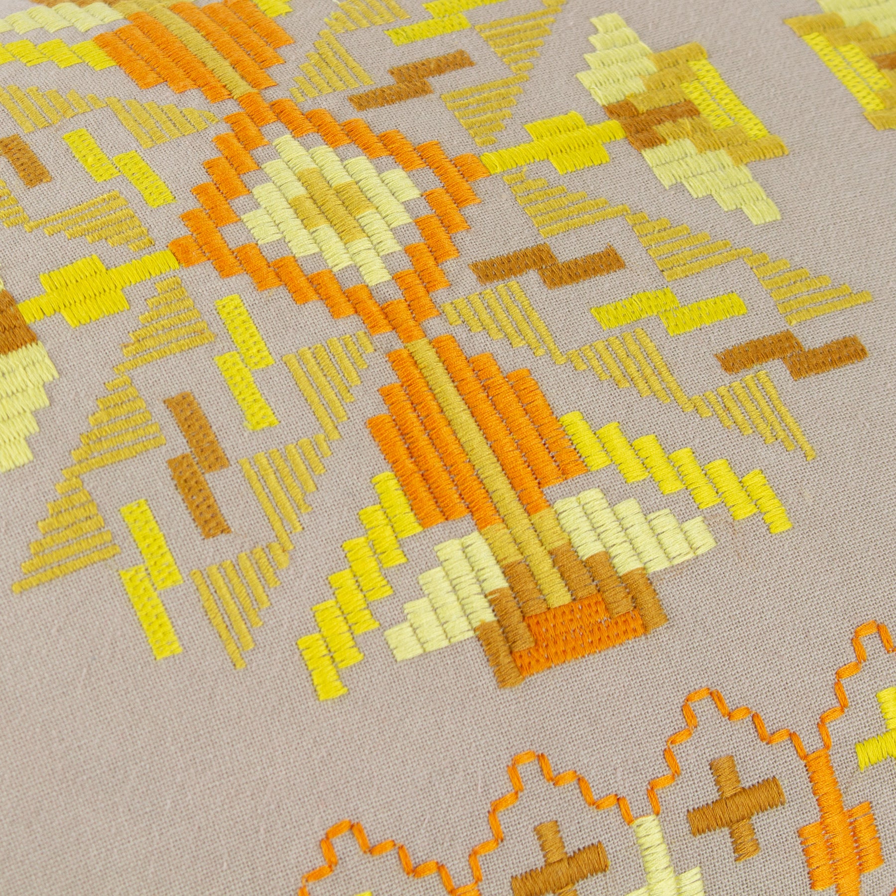 furn. Kalina Embroidered Cotton 35cm x 60cm Filled Boudoir Cushion Yellow