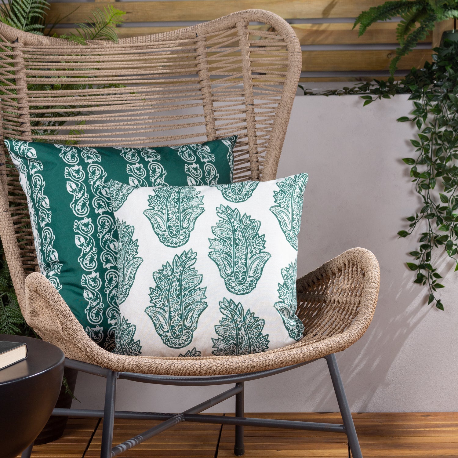 Kalindi Paisley Outdoor Filled Cushion 43cm x 43cm Teal