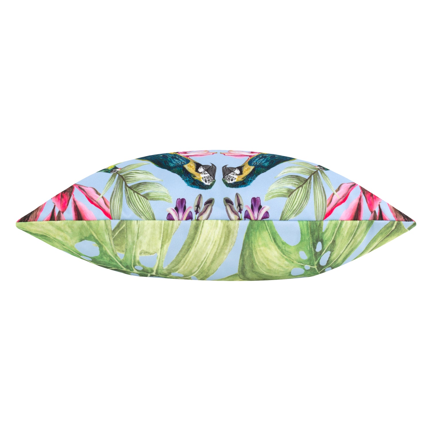 Kali Birds Exotic Boudoir Outdoor Filled Cushion 30cm x 50cm Sky Blue