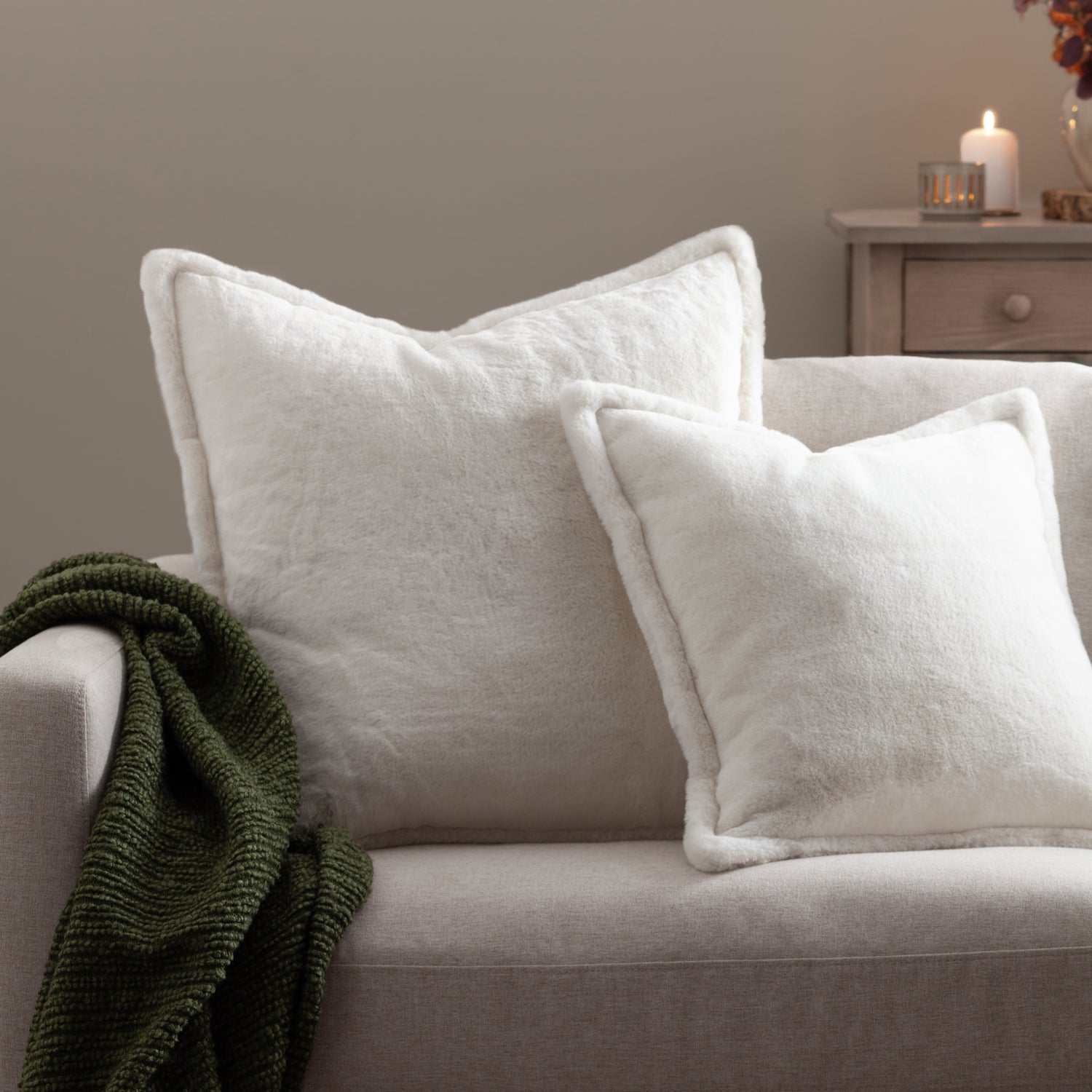 Kallu Faux Fur Filled Cushion 45cm x 45cm Ecru