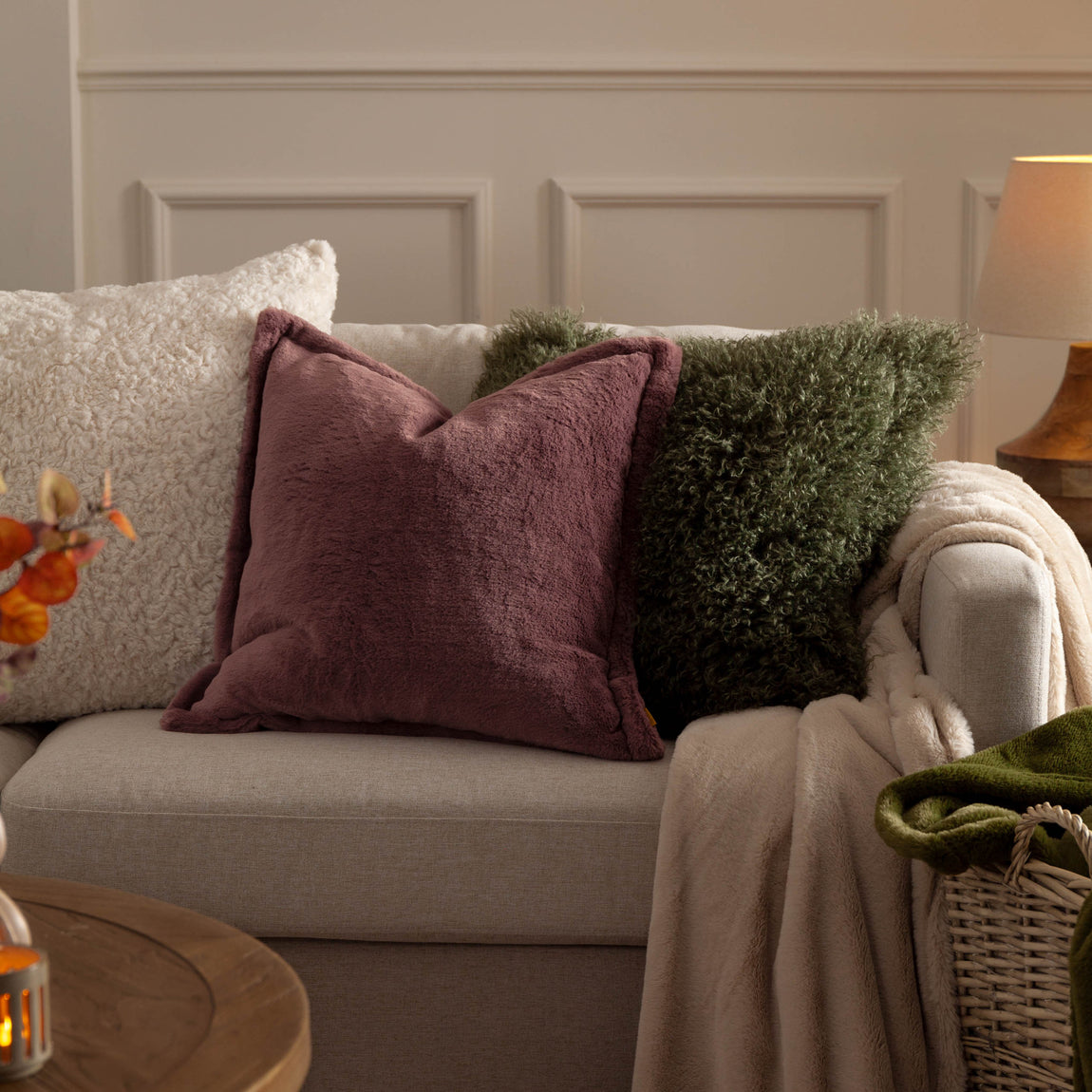 Kallu Faux Fur Filled Cushion 45cm x 45cm Mulberry