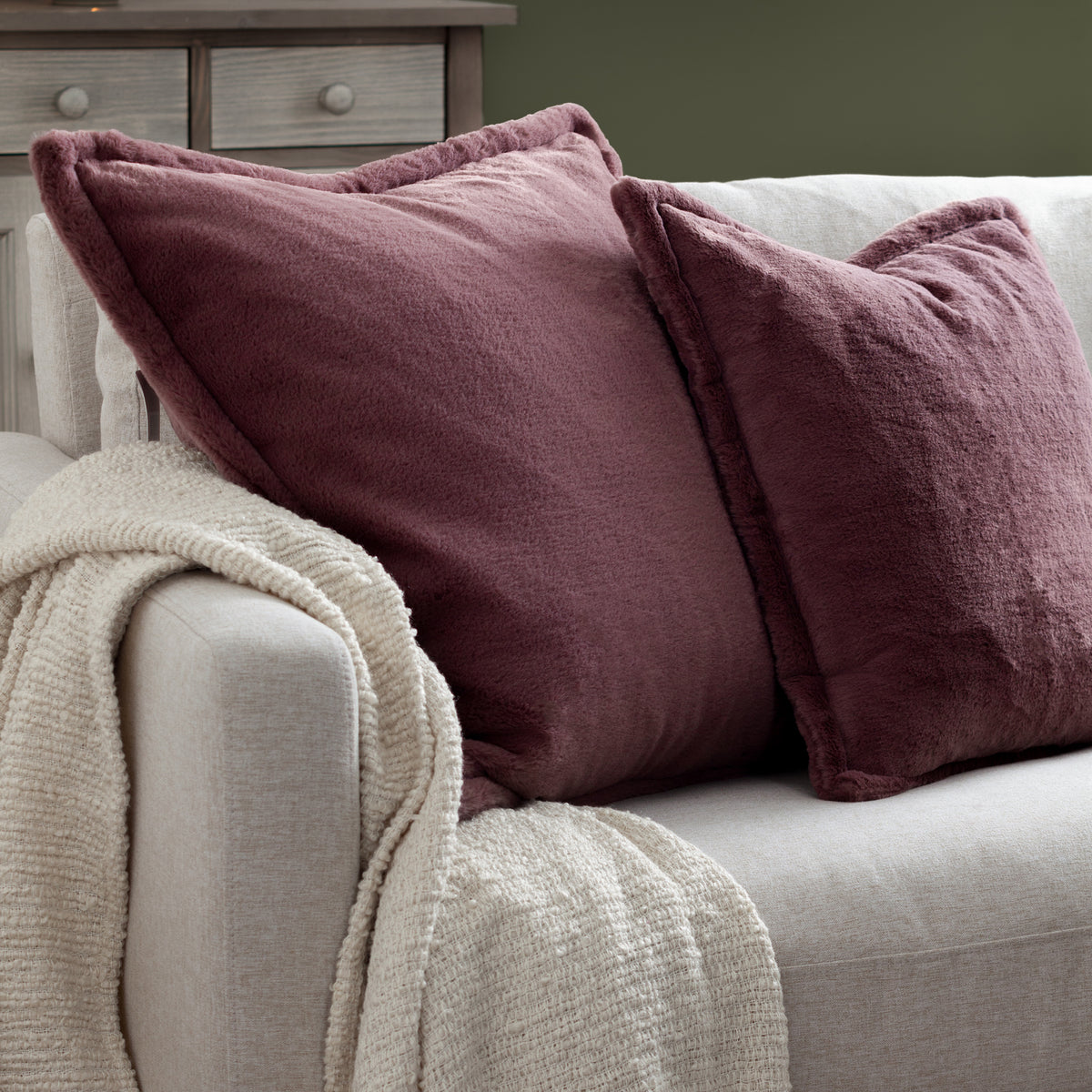 Kallu Faux Fur Filled Cushion 55cm x 55cm Mulberry