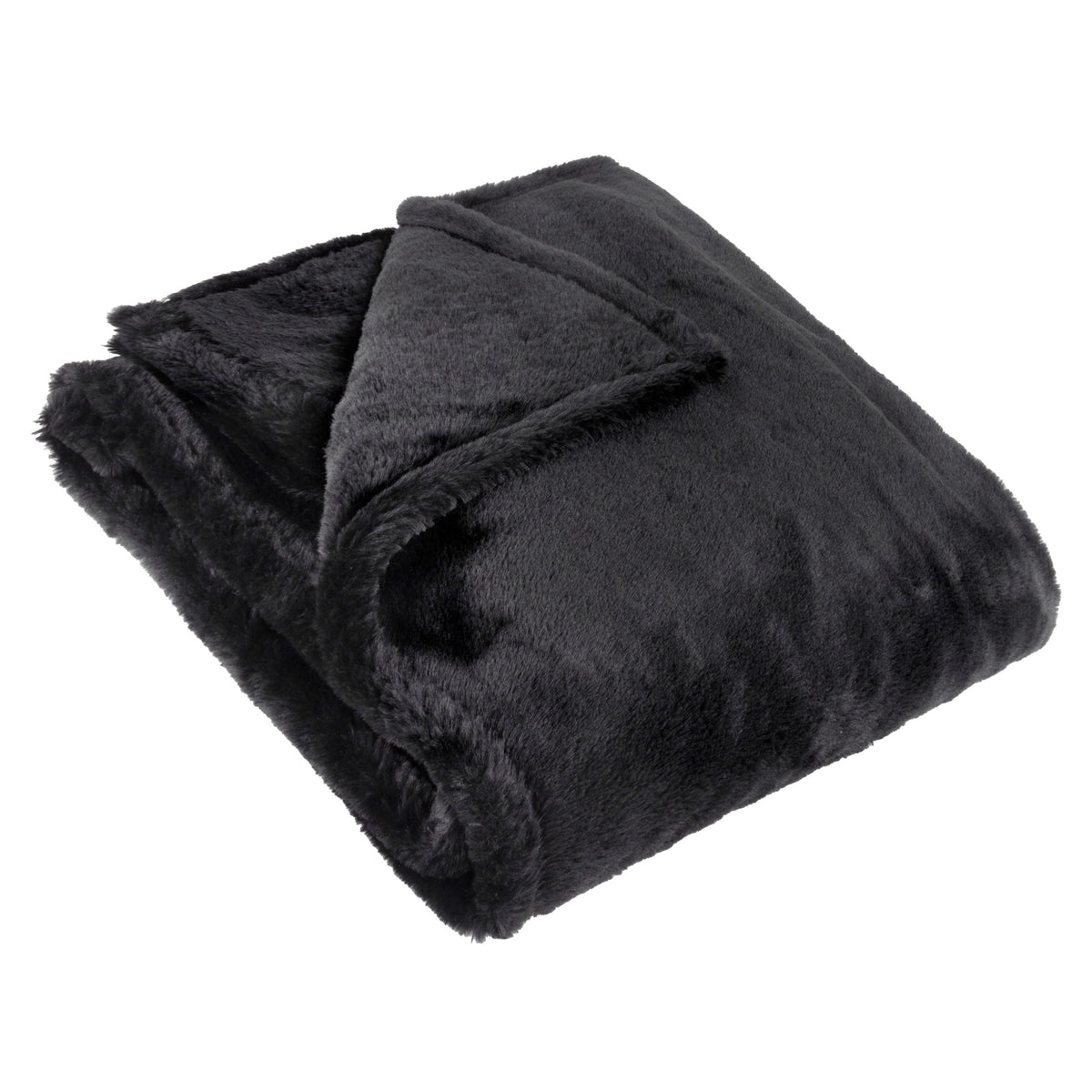 Kallu Double-Sided Faux-Fur 130cm x 180cm Throw Black