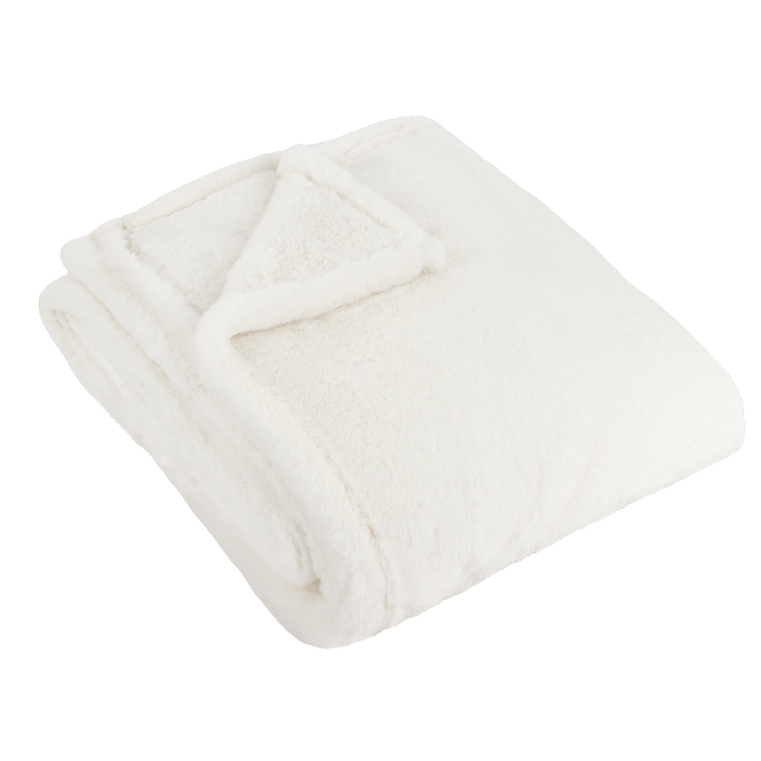 Kallu Double-Sided Faux-Fur 130cm x 180cm Throw Ecru