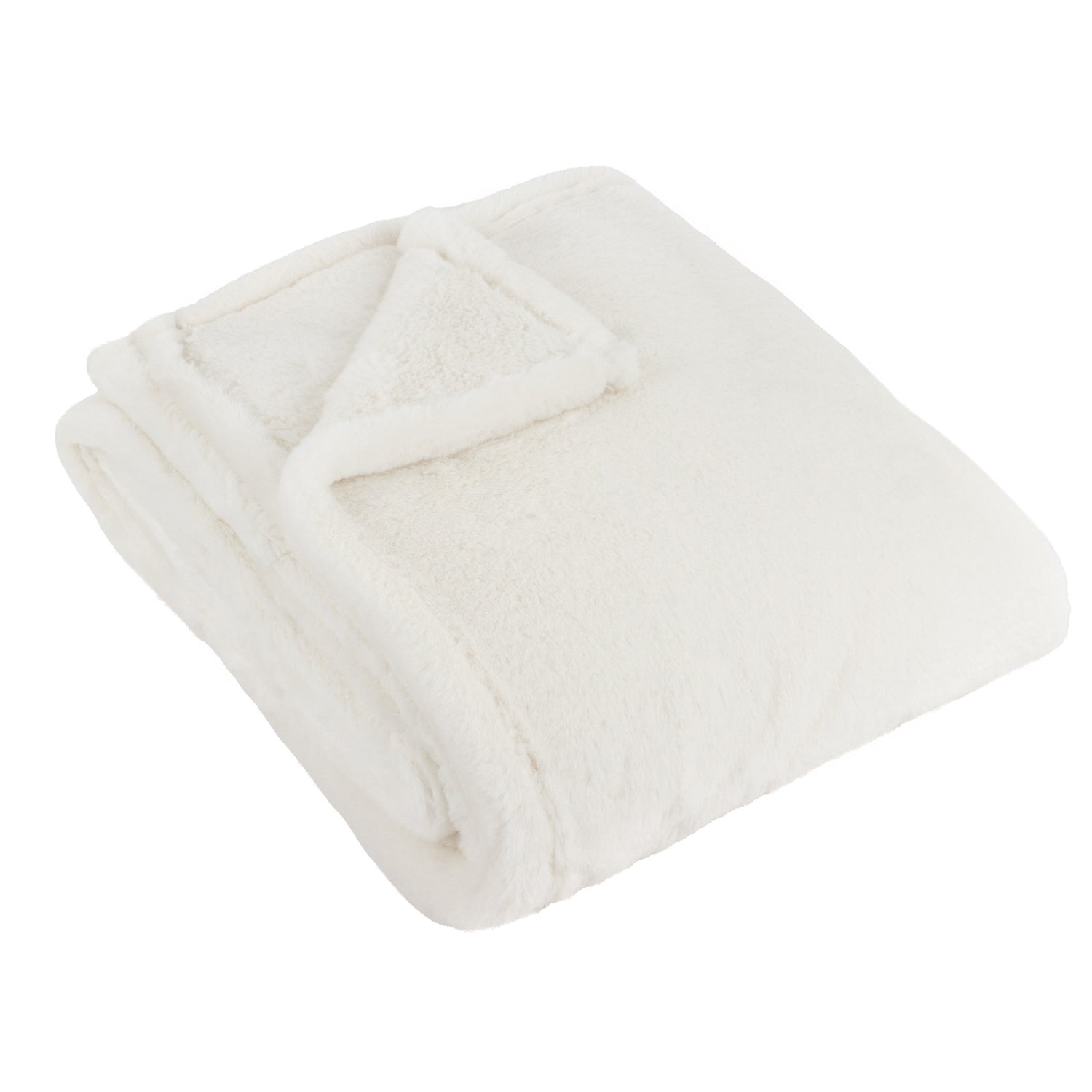Kallu Double-Sided Faux-Fur 150cm x 200cm Throw Ecru