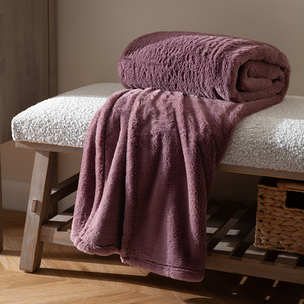 Kallu Double-Sided Faux-Fur 150cm x 200cm Throw Mulberry