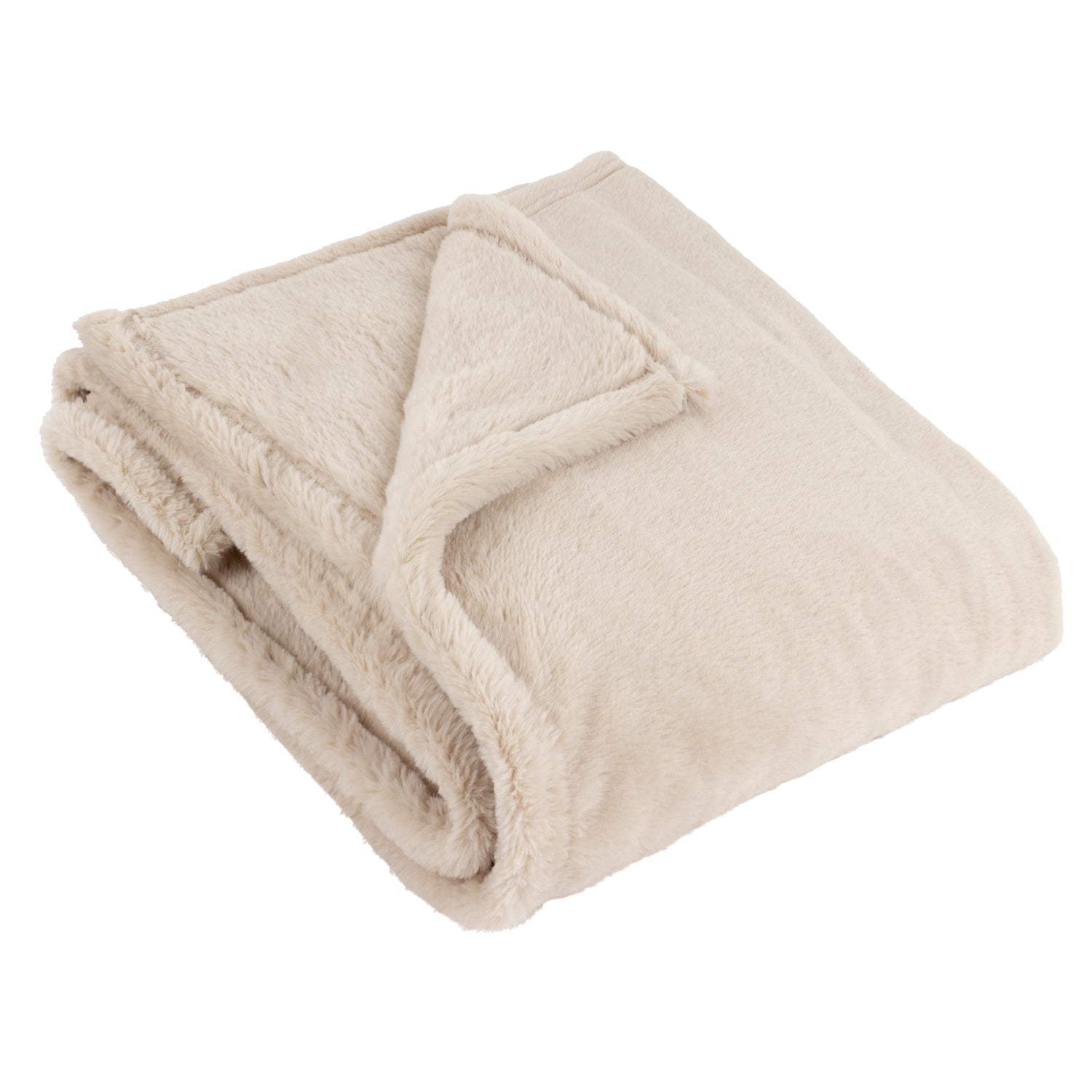 Kallu Double-Sided Faux-Fur 150cm x 200cm Throw Natural