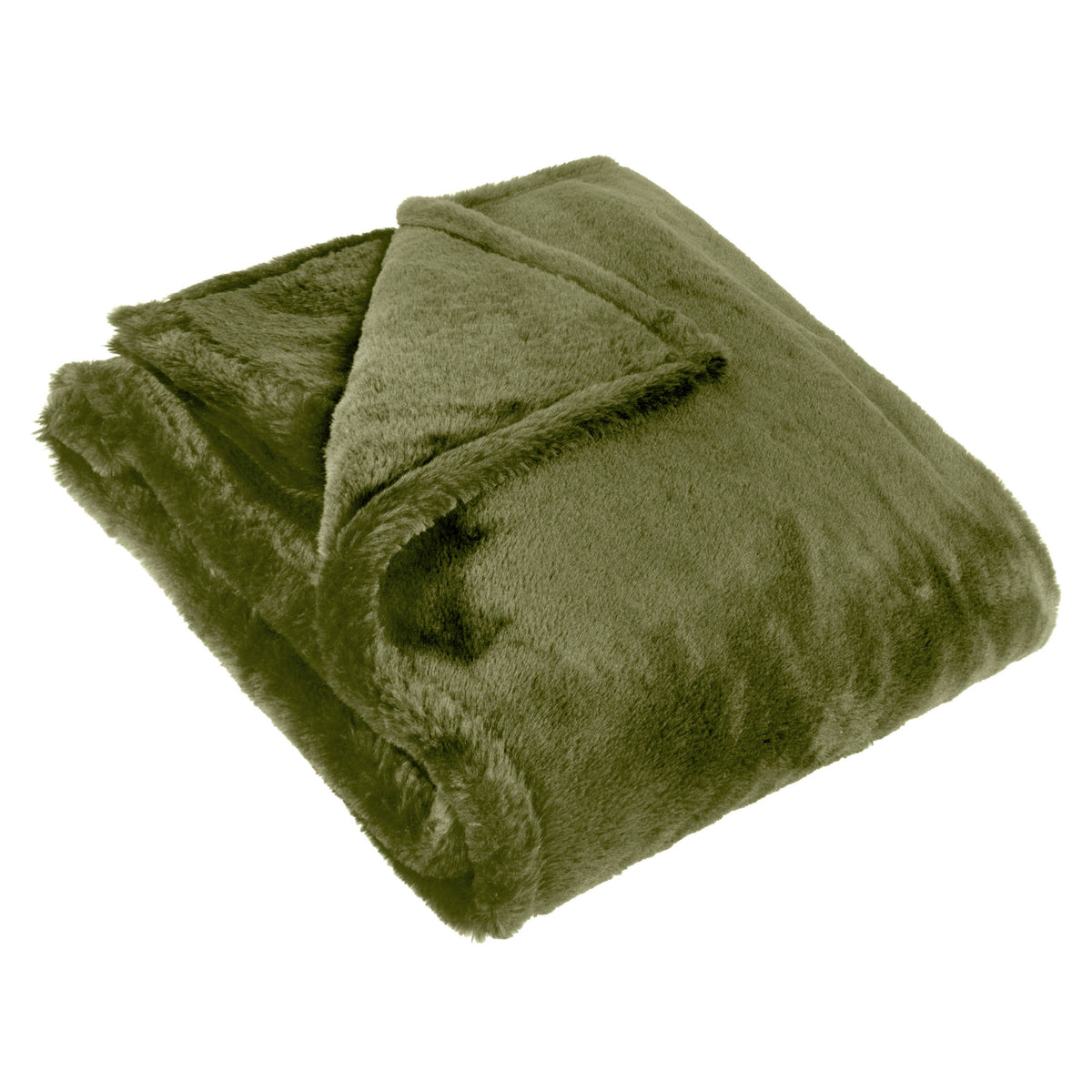 Kallu Double-Sided Faux-Fur 150cm x 200cm Throw Olive