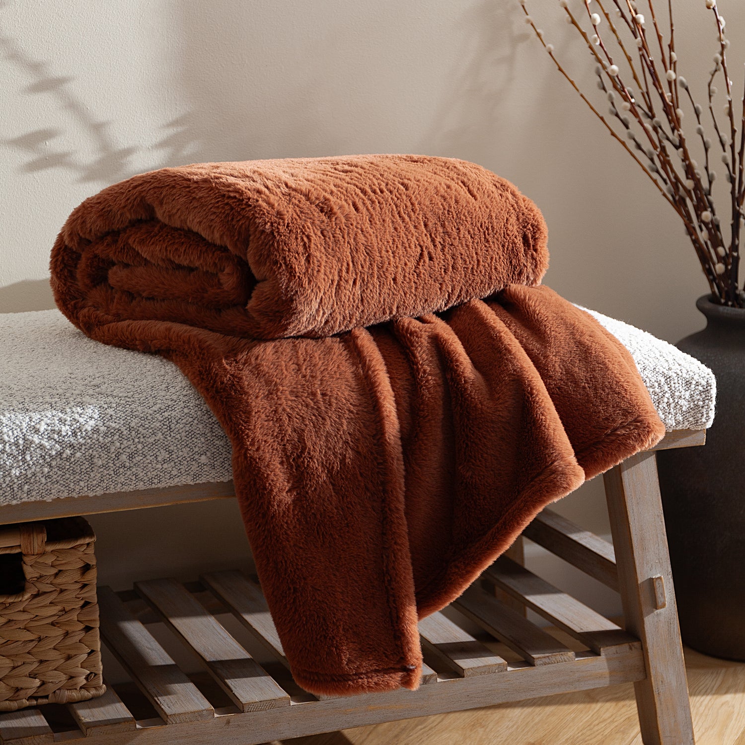 Kallu Double-Sided Faux-Fur 150cm x 200cm Throw Rust