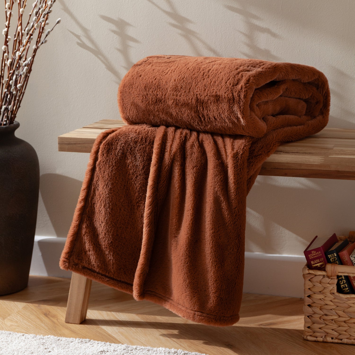 Kallu Double-Sided Faux-Fur 150cm x 200cm Throw Rust
