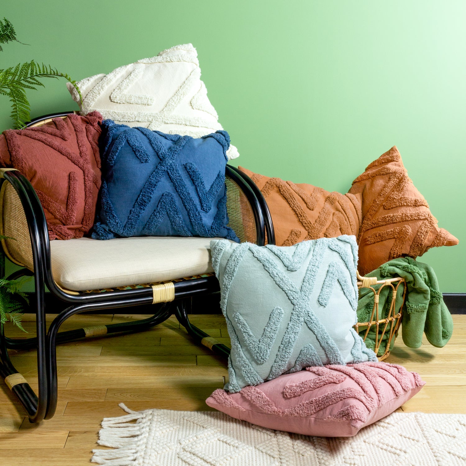 furn. Kamjo Geometric Tufted 50cm x 50cm Filled Cushion Ginger