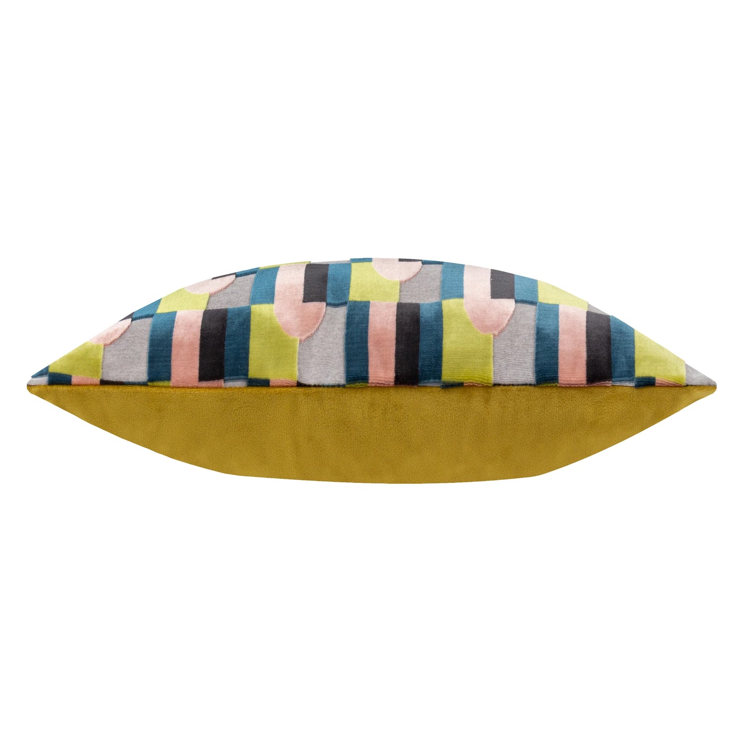 Keela Cut Velvet Boudoir Filled Cushion 35cm x 50cm Pink Avocado Green