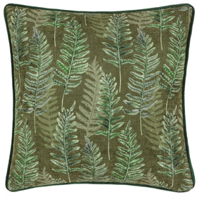 Kielder Forest Fern Khaki Chenille Piped Filled Cushion 43cm x 43cm Green