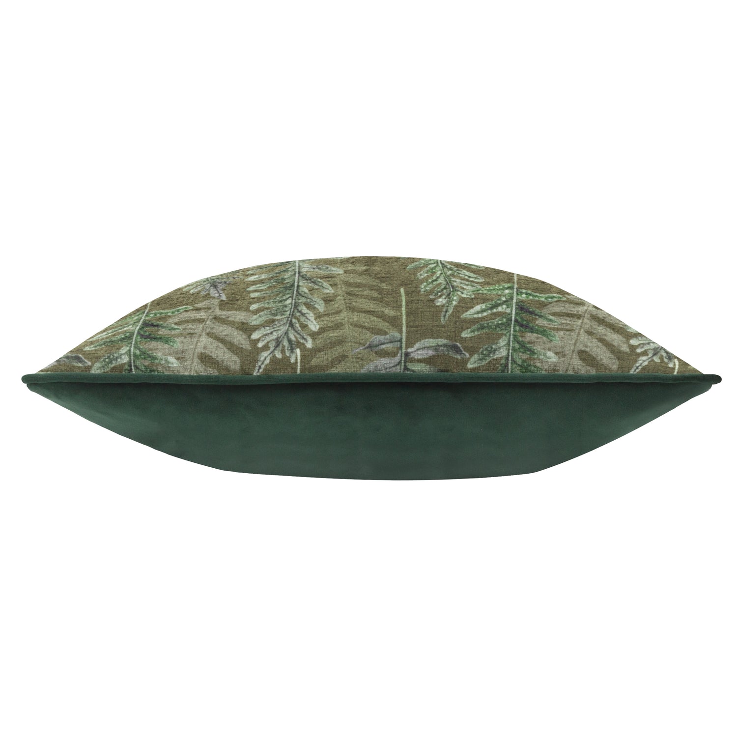 Kielder Forest Fern Khaki Chenille Piped Filled Cushion 43cm x 43cm Green