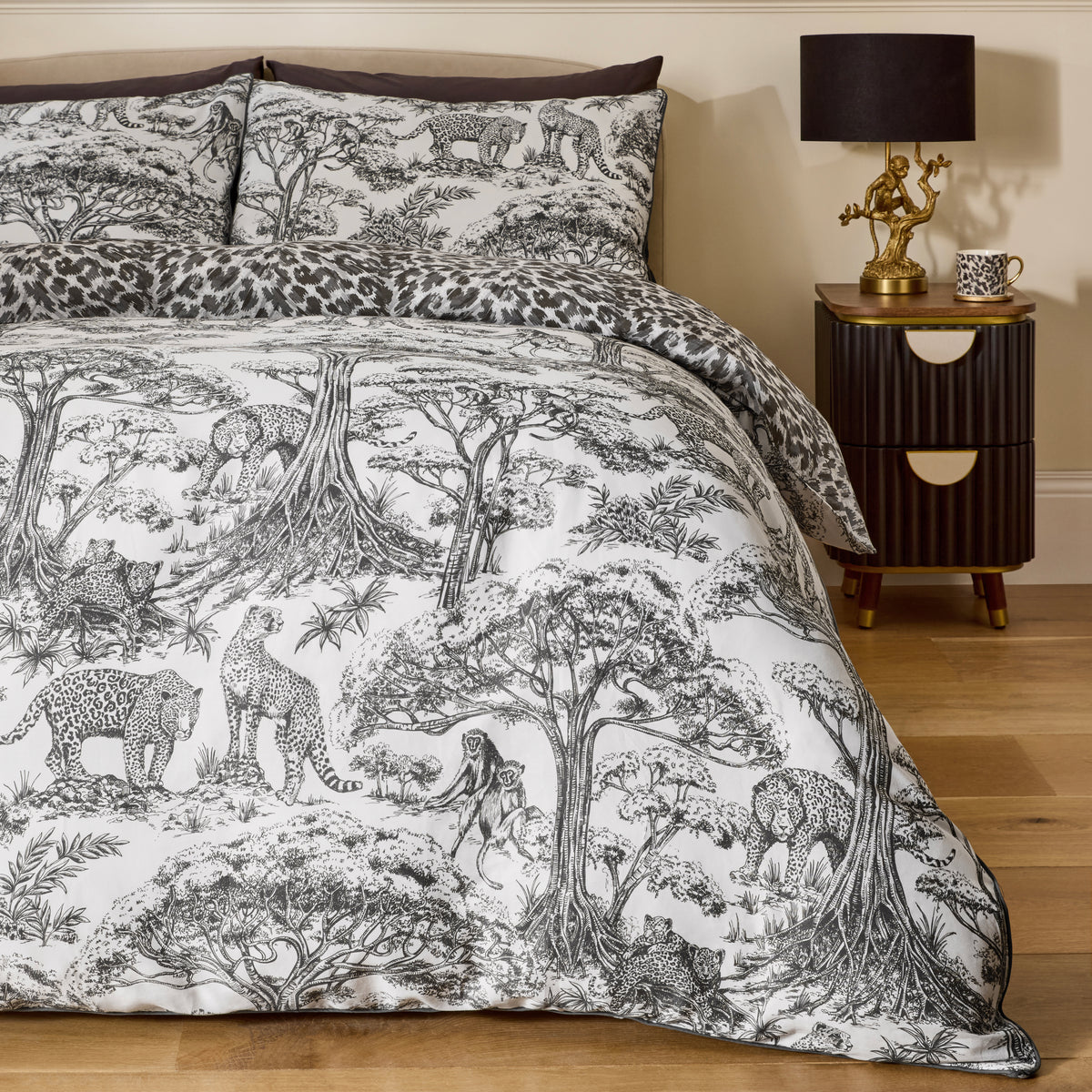 Clarke & Clarke Kisumu Duvet Cover Bedding Set Monochrome
