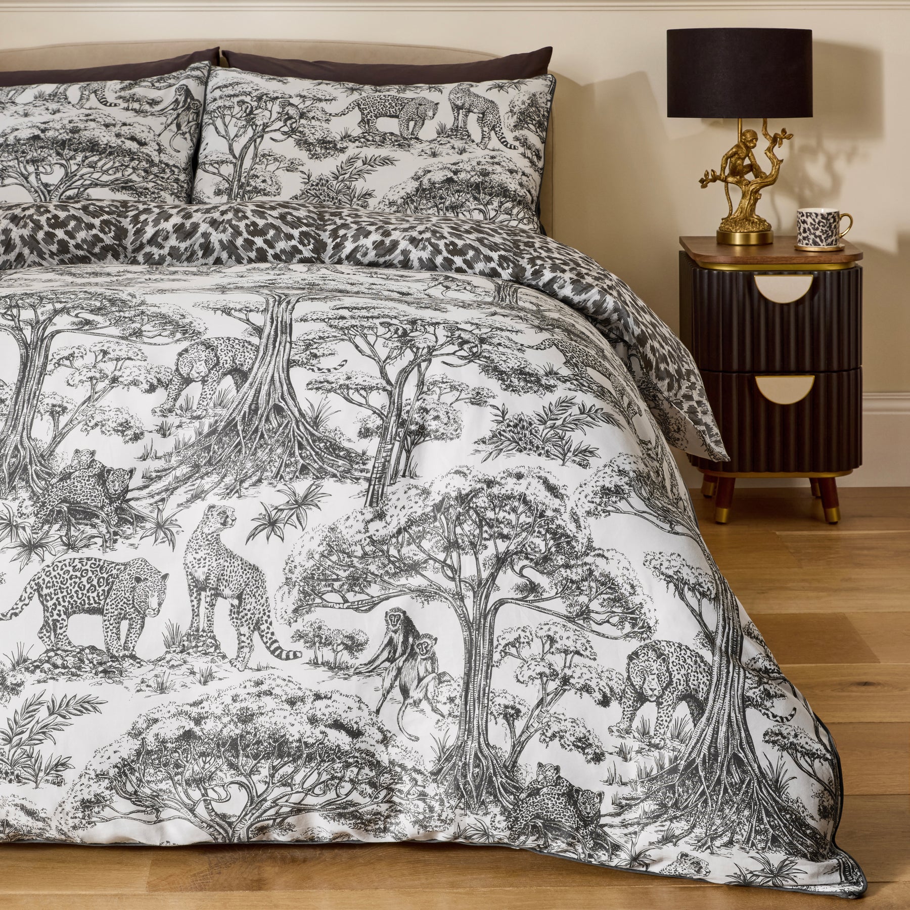 Clarke & Clarke Kisumu Duvet Cover Bedding Set Monochrome