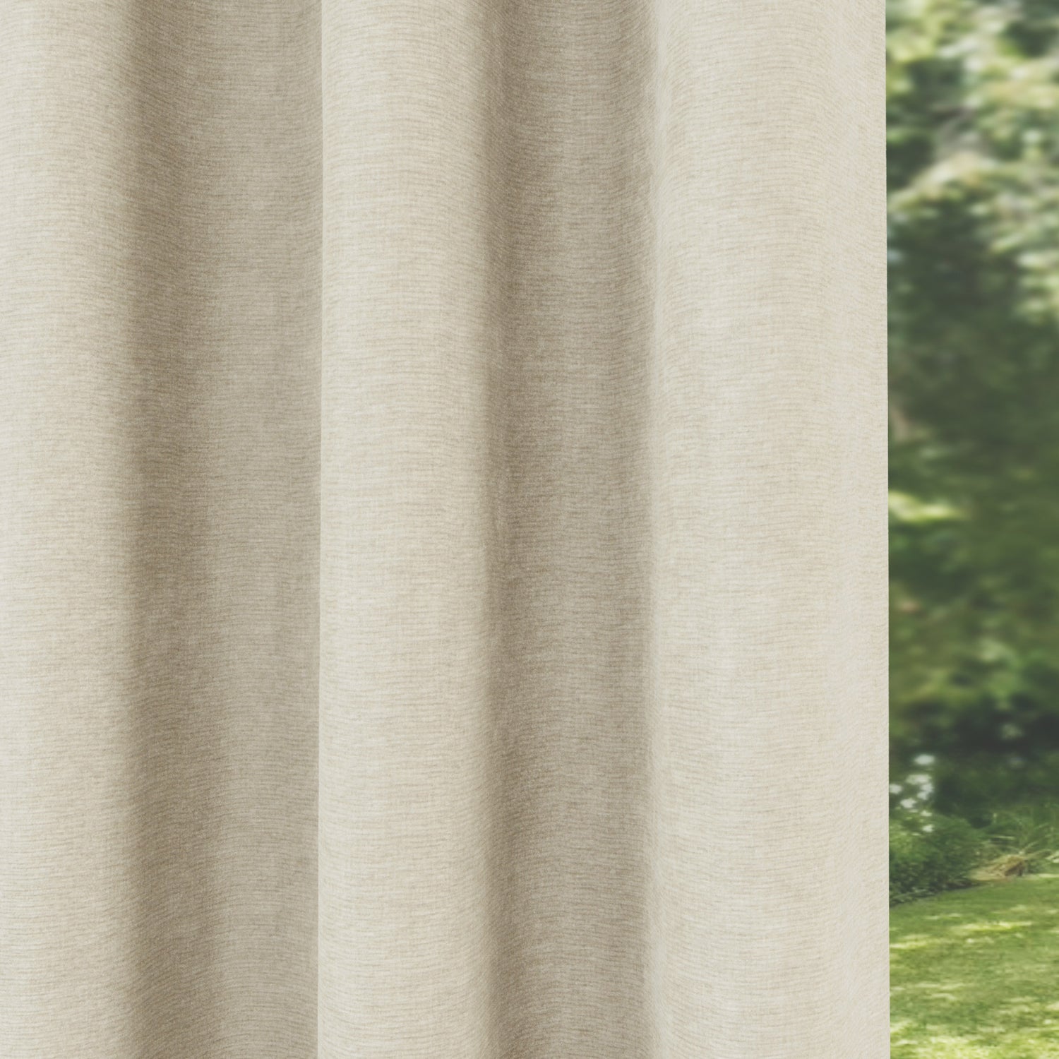 Knightsbridge Thermal Chenille Ready Made Eyelet Blackout Curtains Cream