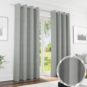 Knightsbridge Thermal Chenille Ready Made Eyelet Blackout Curtains Grey