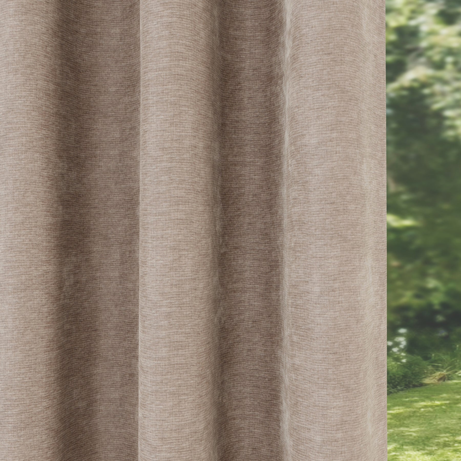 Knightsbridge Thermal Chenille Ready Made Eyelet Blackout Curtains Sand