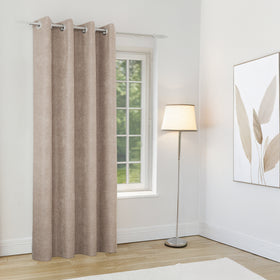 Knightsbridge Thermal Chenille Blackout Ready Made Eyelet Door Curtain 66 x 84 Sand