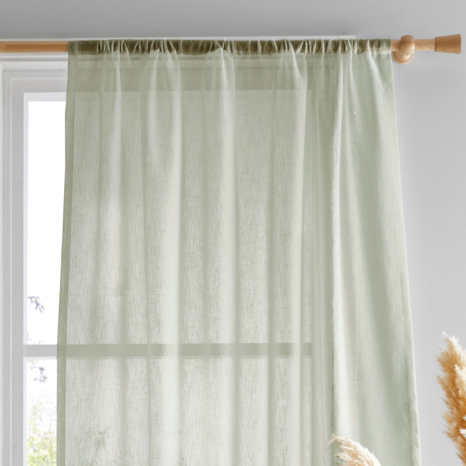 Drift Kayla Textured Ready Made Single Voile Curtain Green