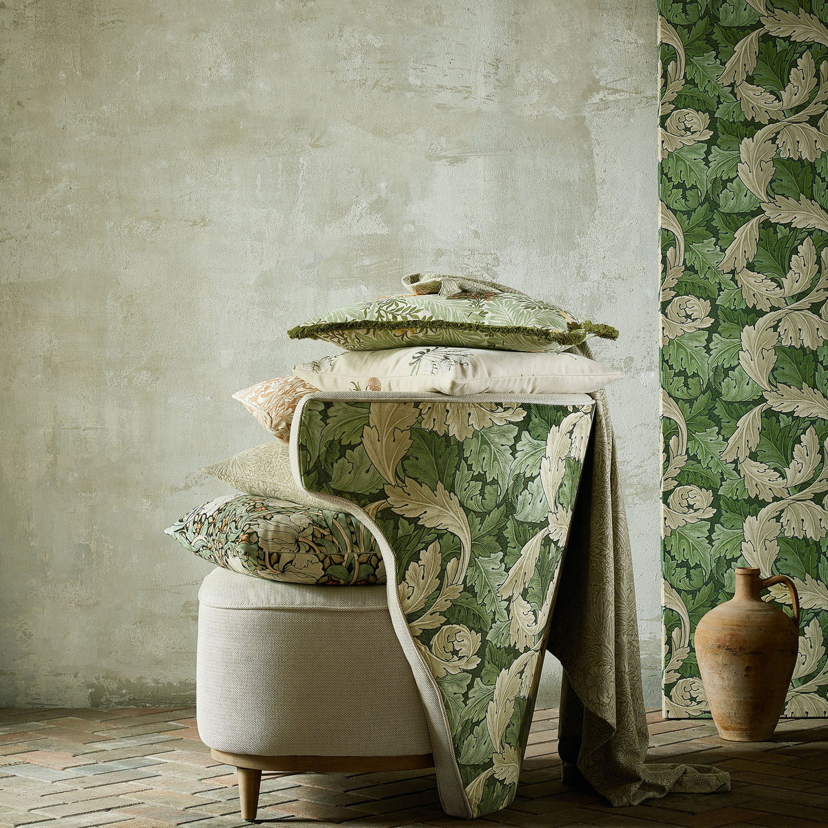 William Morris At Home Acanthus Velvet Fabric Nettle