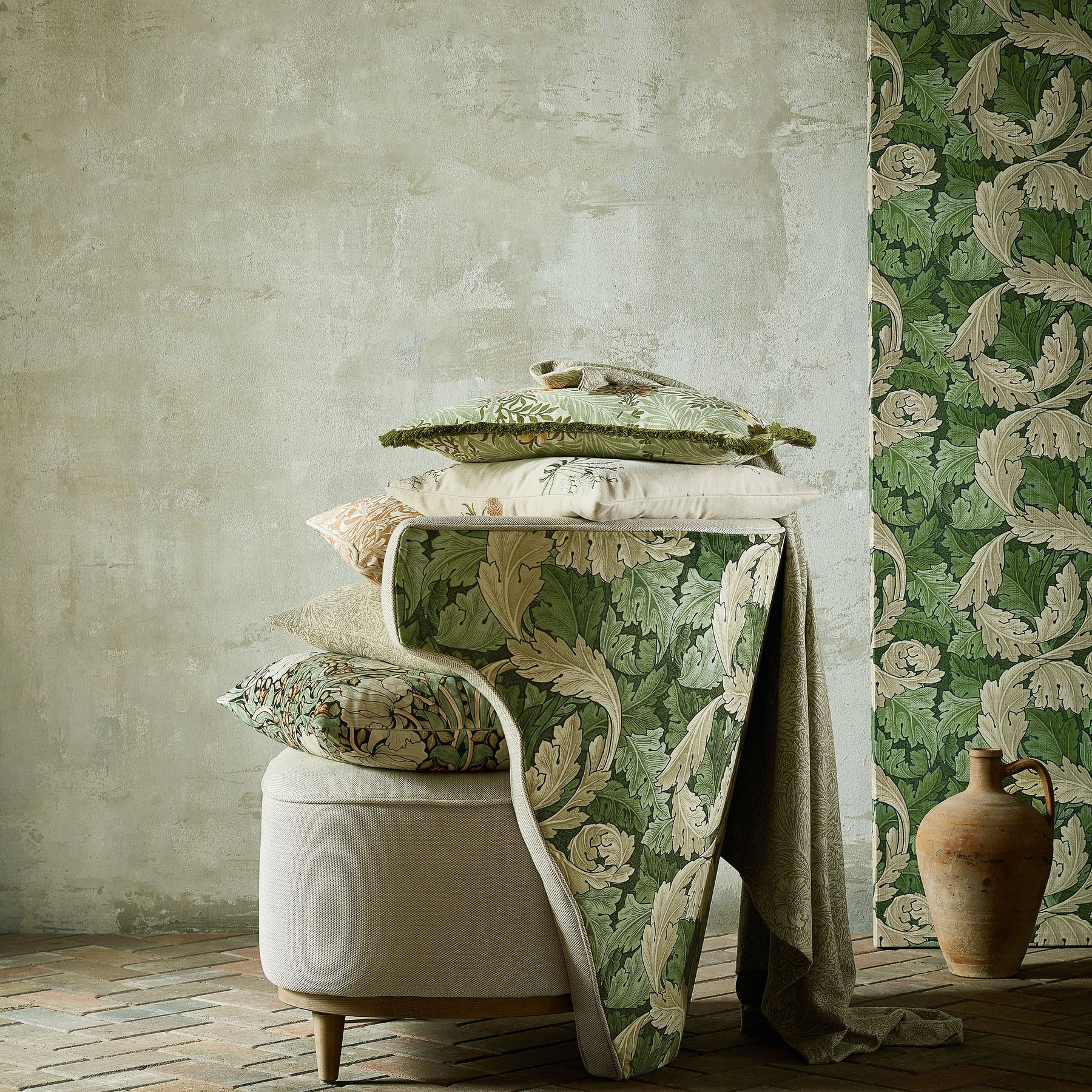 William Morris At Home Acanthus Velvet Fabric Nettle