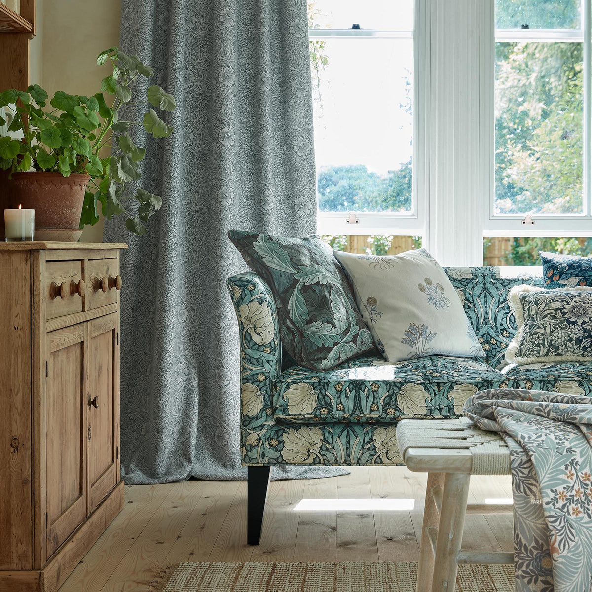 William Morris At Home Marigold Woven Fabric Woad