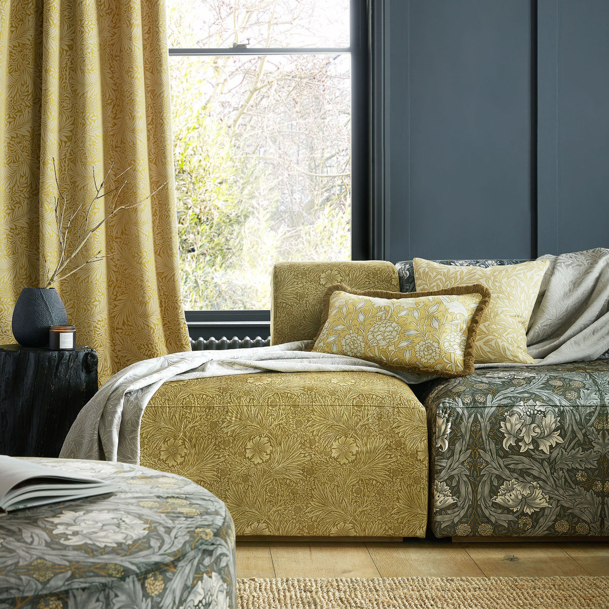 William Morris At Home Wild Tulip Fabric Ochre