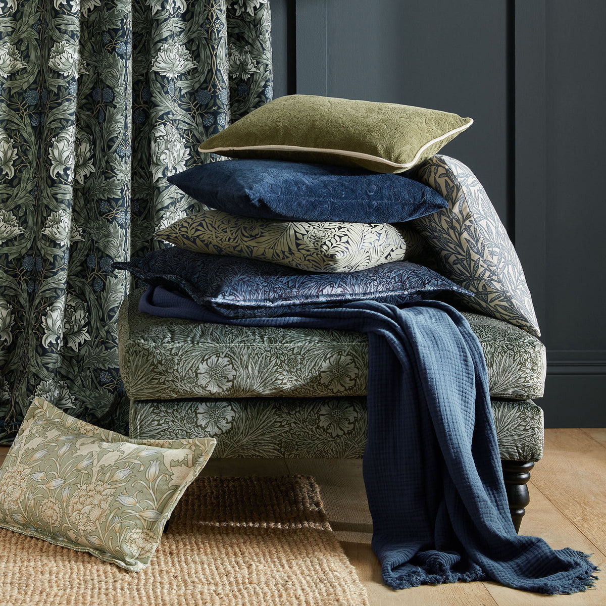 William Morris At Home Wild Tulip Fabric Sage