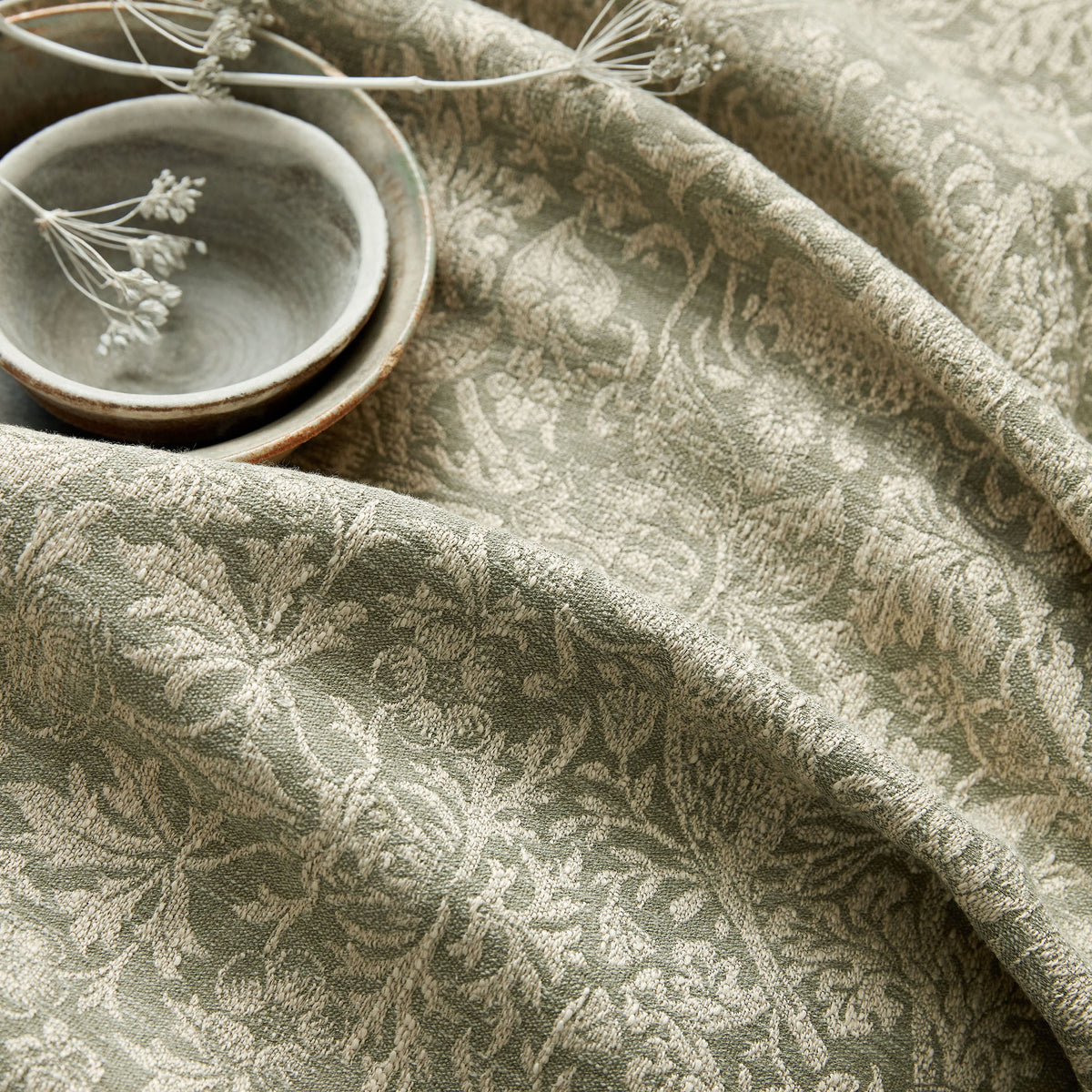 William Morris At Home Strawberry Thief Woven Fabric Sage