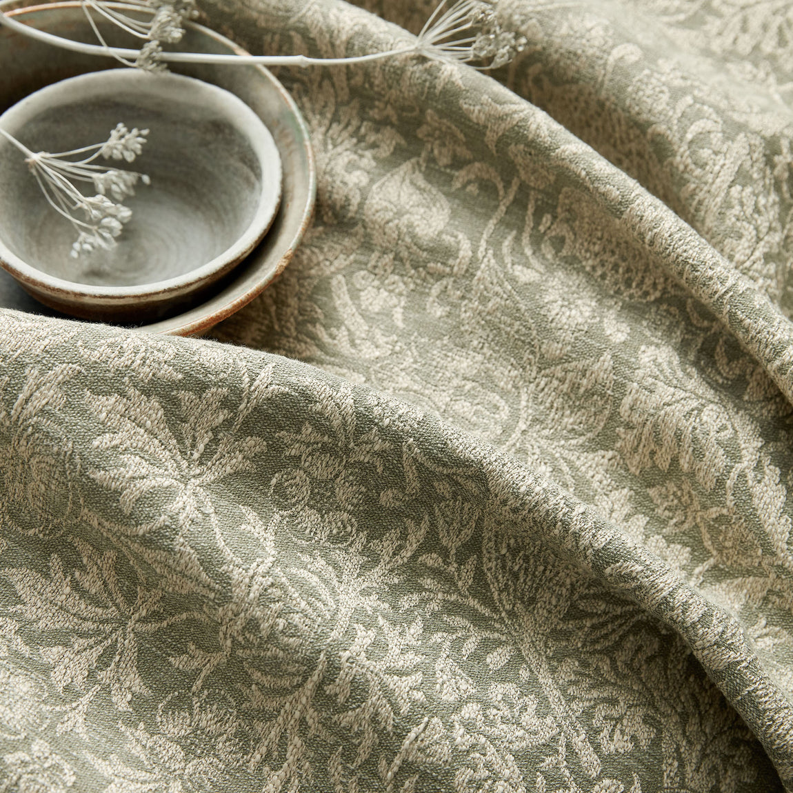 William Morris At Home Strawberry Thief Woven Fabric Sage