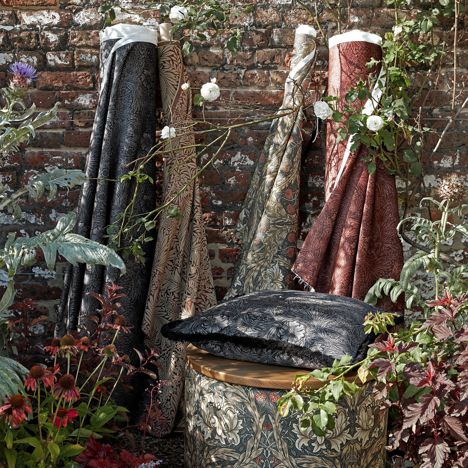 William Morris At Home Larkspur Woven Fabric Berry