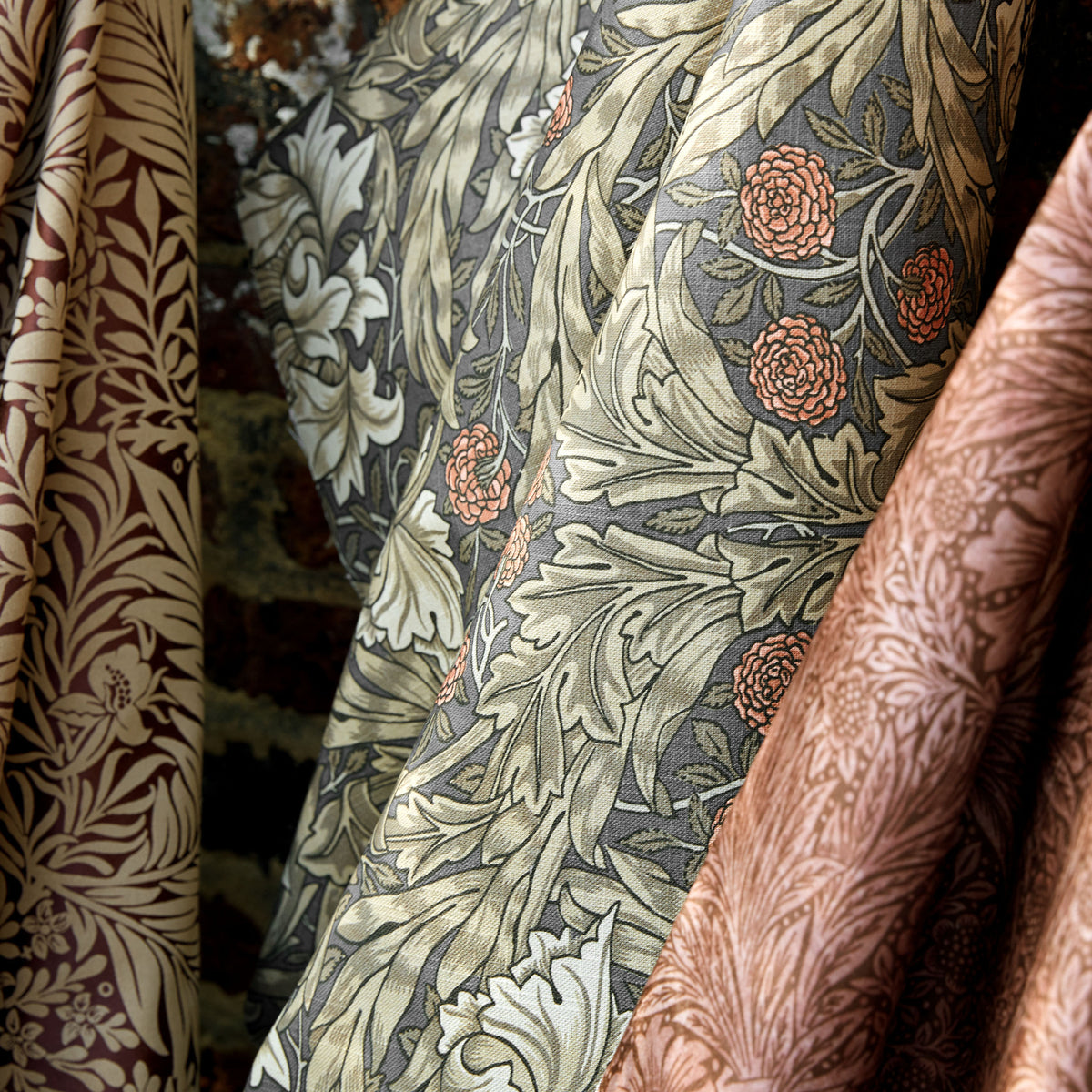 William Morris At Home Marigold Velvet Fabric Berry