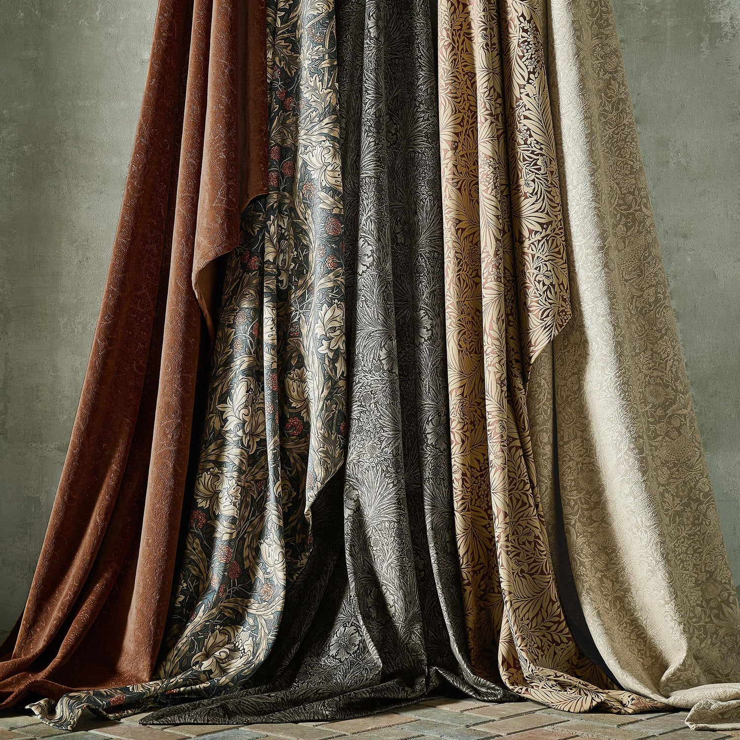 William Morris At Home Marigold Velvet Fabric Berry