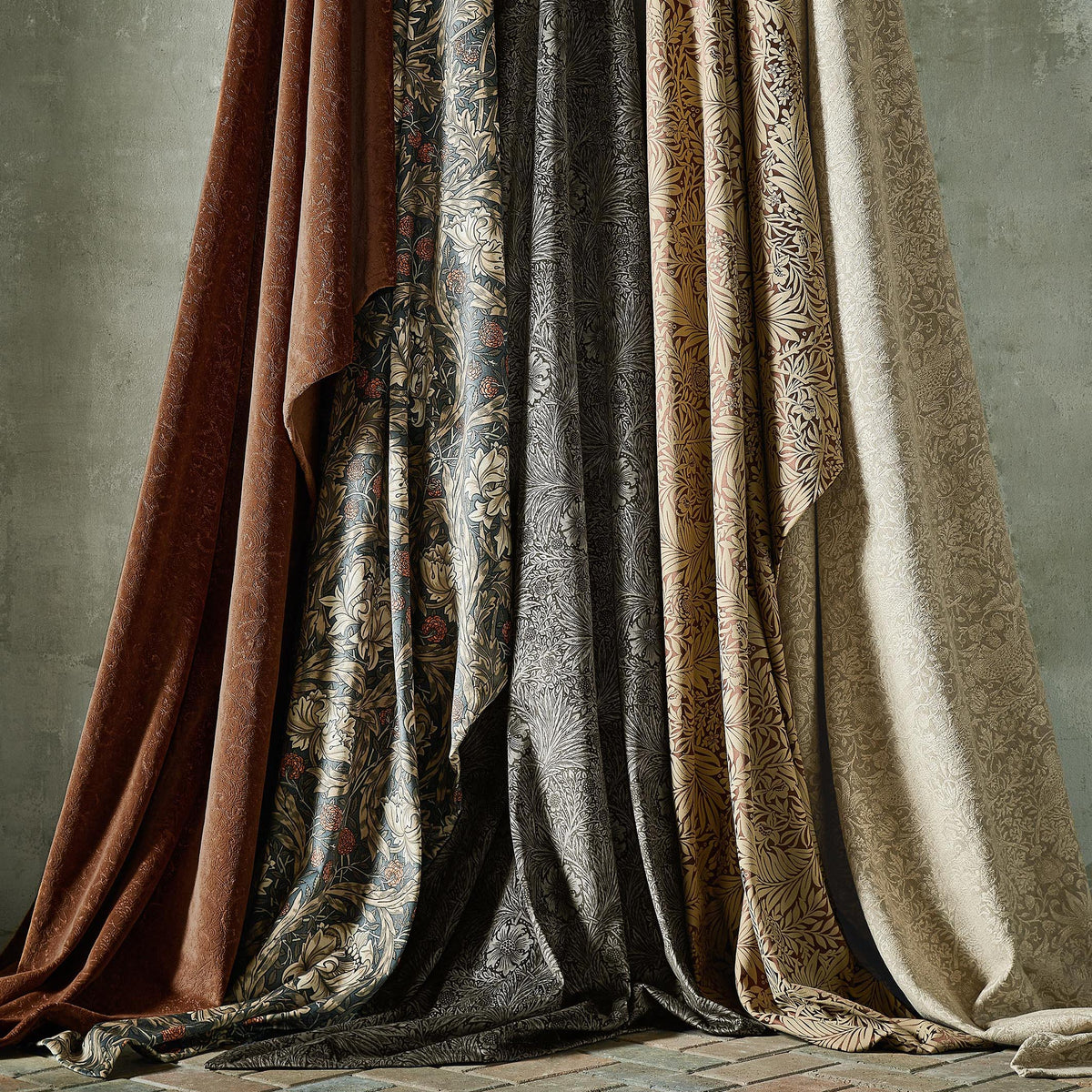 William Morris At Home Marigold Velvet Fabric Charcoal