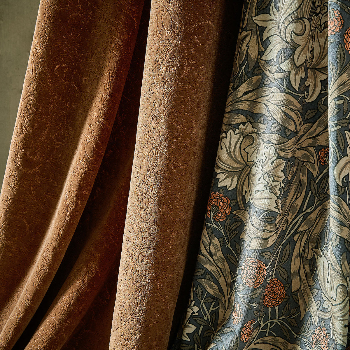 William Morris At Home African Marigold Velvet Fabric Walnut