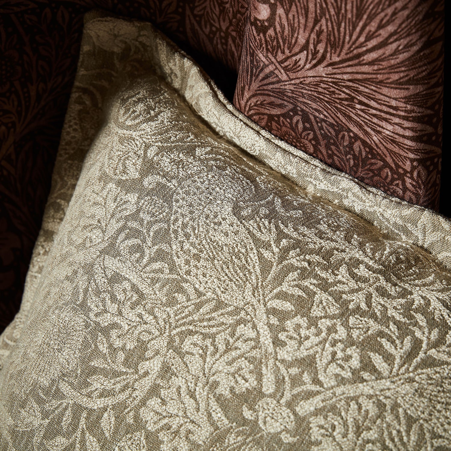 William Morris At Home Strawberry Thief Woven Fabric Limestone