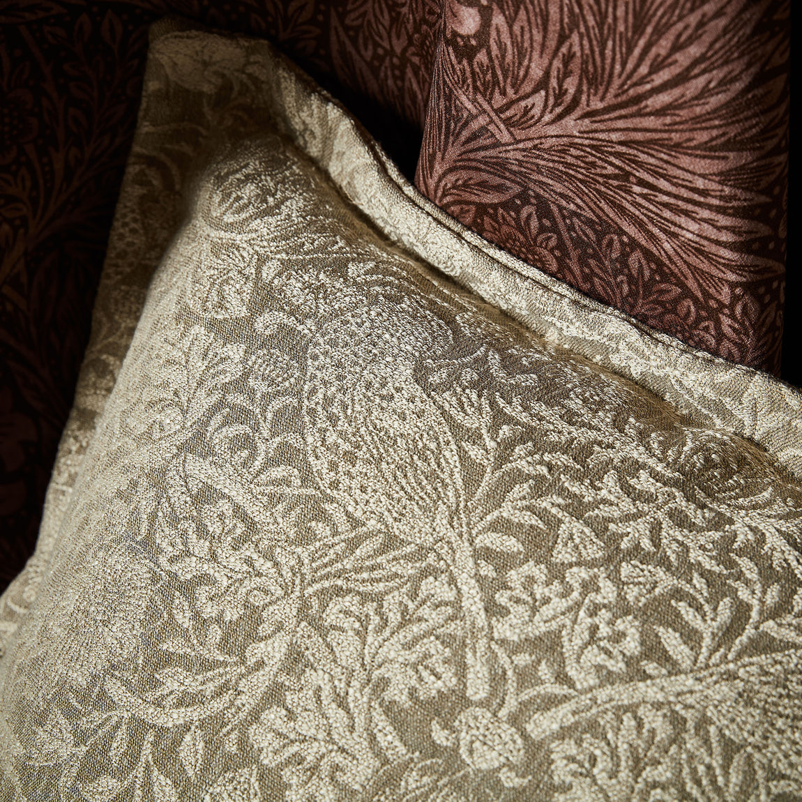 William Morris At Home Strawberry Thief Woven Fabric Limestone