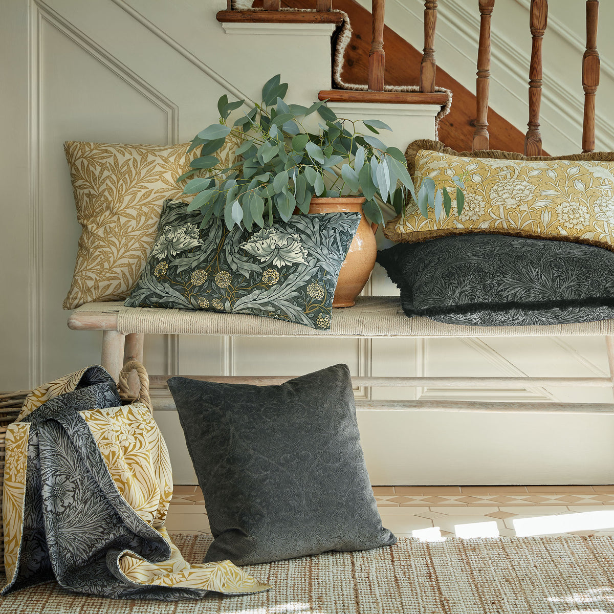 William Morris At Home Larkspur Woven Fabric Ochre