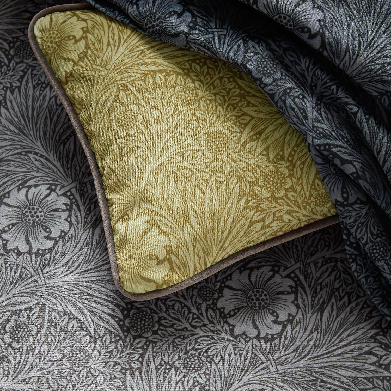 William Morris At Home Marigold Velvet Fabric Charcoal