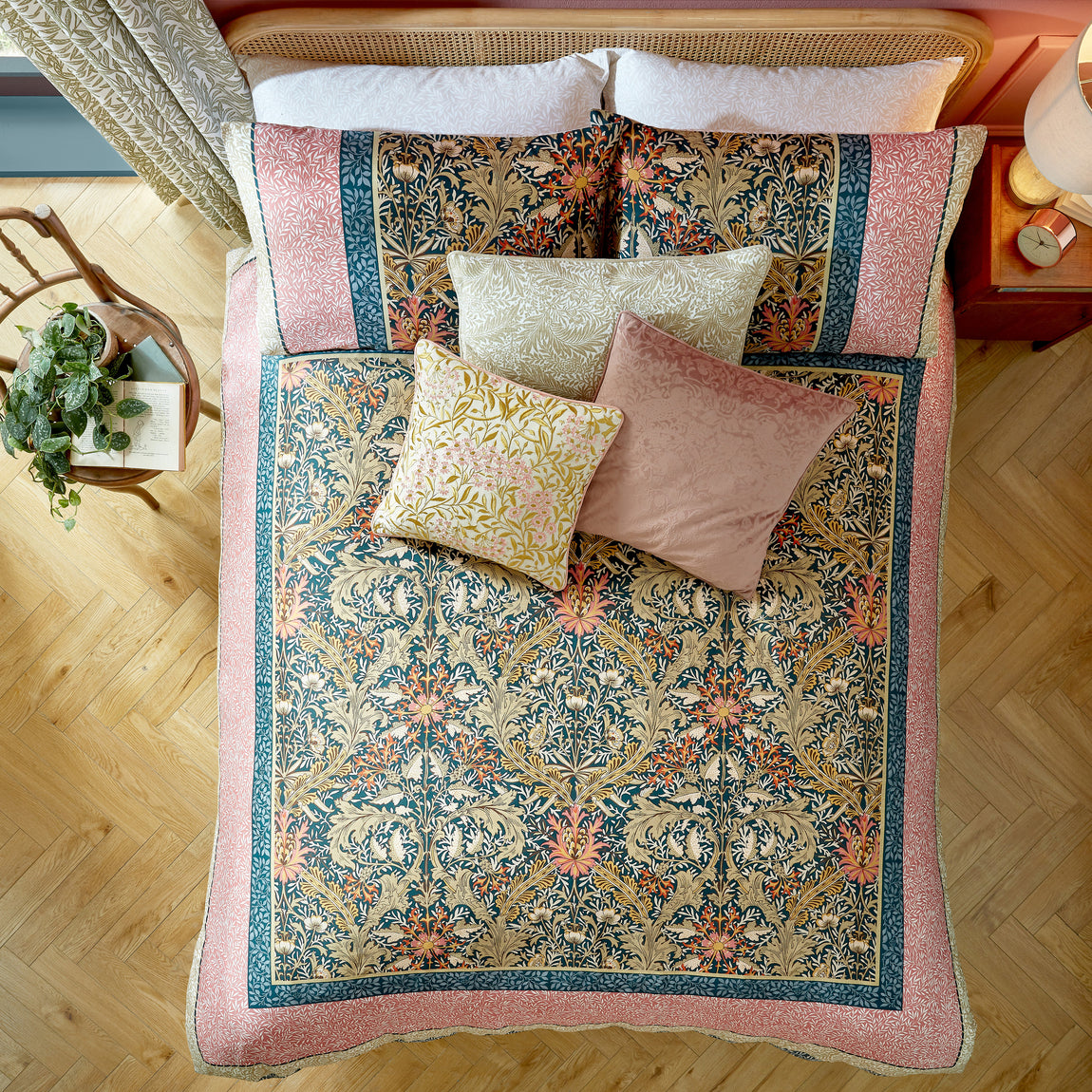 William Morris At Home Kelmscott Duvet Cover Bedding Set Navy Rose