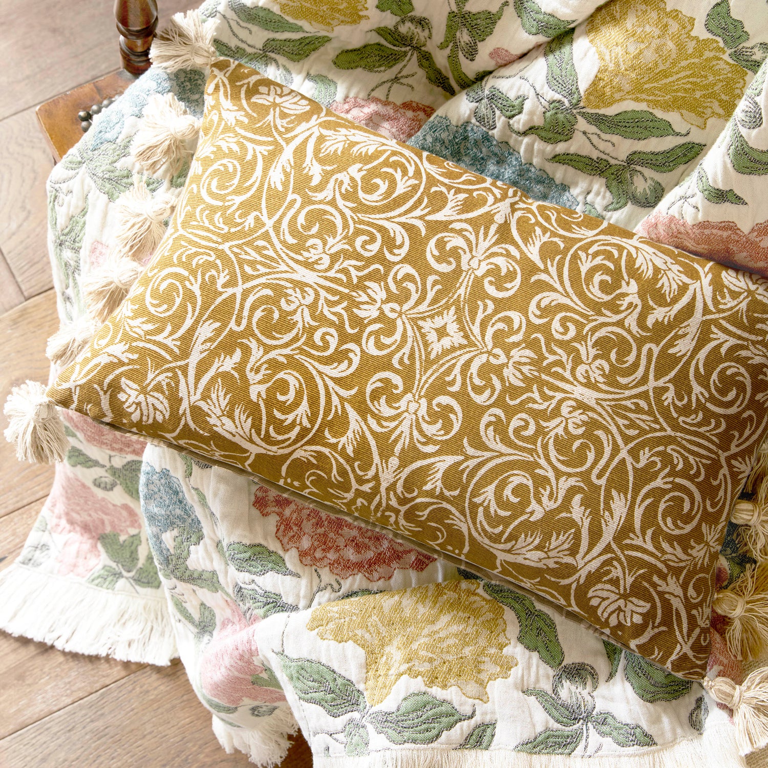 Historic Royal Palaces Kensington 30cmx50cm Filled Cushion Ochre Yellow