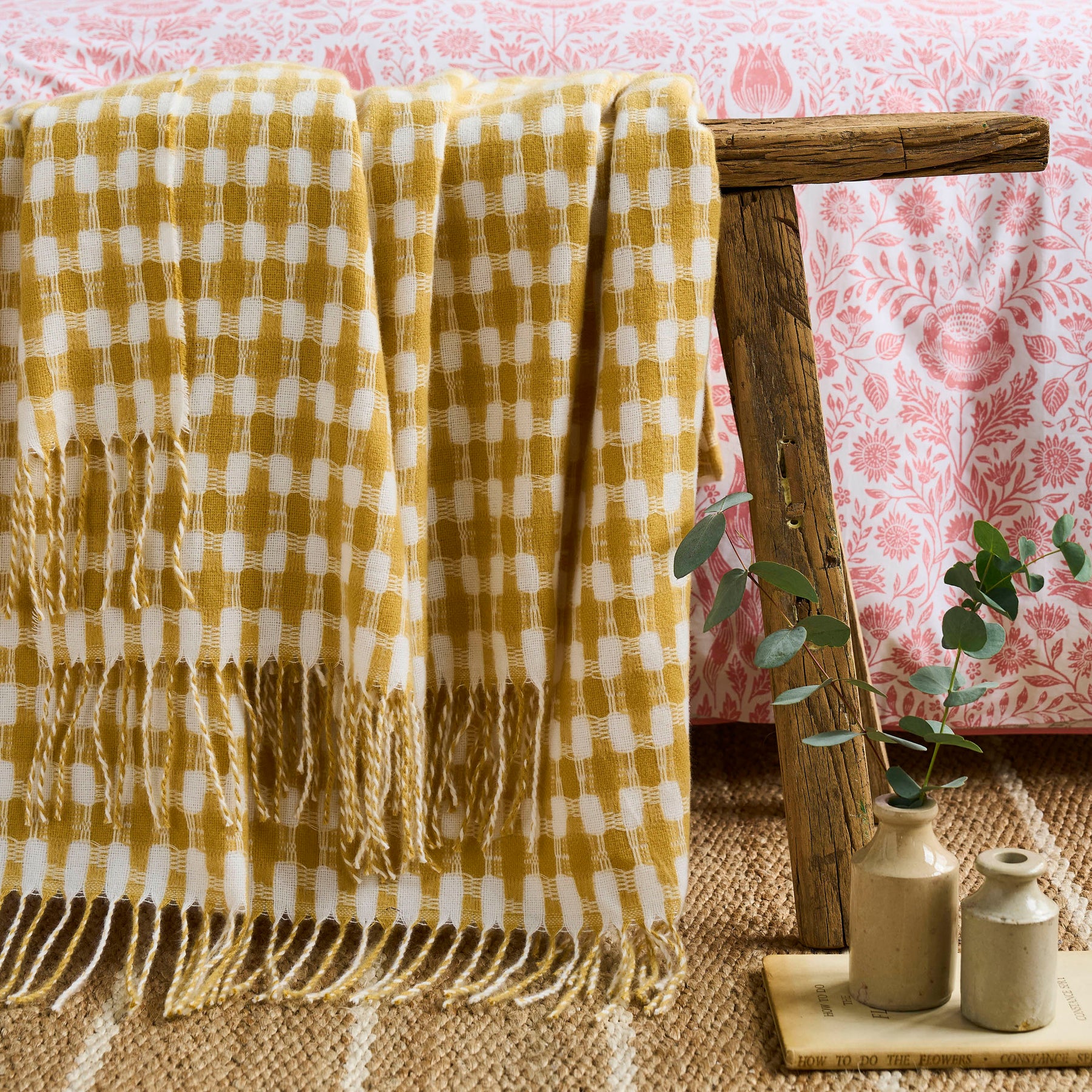 Laura Ashley Knapton 130cm x 170cm Throw Ochre Yellow